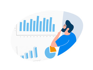 Fototapete - Leverage digital business analytics and big data for effective marketing strategies. Gain insights from web statistics and financial data. Visualize with dashboard graphics and charts