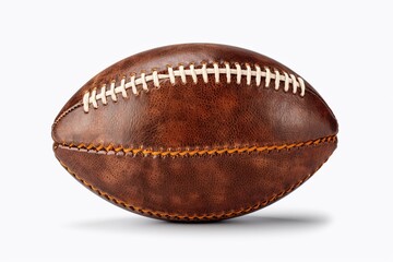 Canvas Print - A classic leather football, with white stitching and an aged texture. Generative AI.