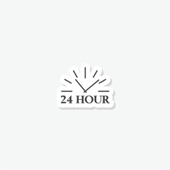 Sticker - 24 hour clock sticker icon isolated on white