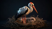 White Stork In Nest