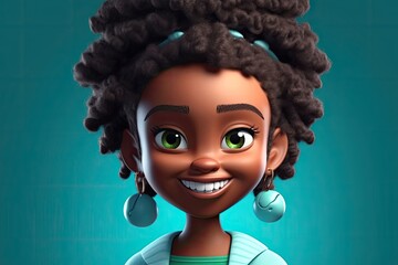 Black Woman Stylist Smiling Backdrop Generative AI