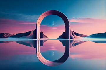 Wall Mural -  Abstract panoramic  background, Created with Generative AI technology
