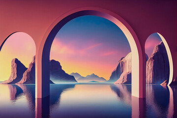 Wall Mural -  Abstract panoramic  background, Created with Generative AI technology