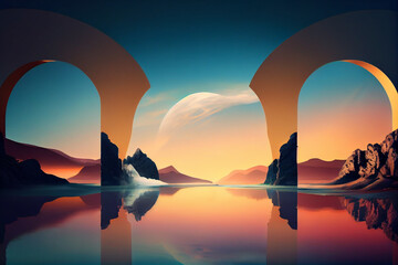 Wall Mural - abstract panoramic  background ,Created with Generative AI technology