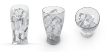 Ice Cubes On Glass Transparent Background