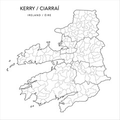 Wall Mural - Vector Map of County Kerry (Countae Chiarraí) with the Administrative Borders of County, Districts, Local Electoral Areas and Electoral Divisions from 2018 to 2023 - Republic of Ireland