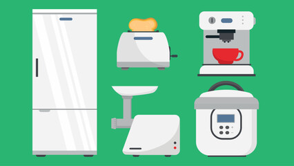 Wall Mural - Kitchen appliances icons set. Flat illustration of kitchen appliances vector icons for web design