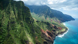 Fototapeta Londyn - Aerial View of Napali Coastline in Kauai Hawaii