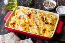 Potato Casserole With Cheese And Cream. Vegetarian Food. French Food. Gratin Dauphinois.