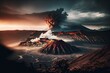 Tilt shift Mountain Bromo volcano landscape stunning picture beautiful. Generative AI AIG15.