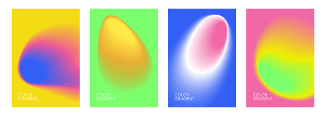 Aufkleber - Blurred shapes. Set of abstract backgrounds with color gradients. Graphic templates collection for brochure covers, posters and flyers. Vector illustration.