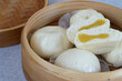Soft and fluffy Chinese steamed buns with sweeten chestnut filling 