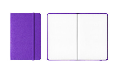 Sticker - Purple closed and open notebooks isolated on transparent background