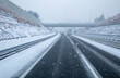 Japanese highway in bad weather with snow