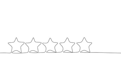Wall Mural - Stars rating isolated on white background. One line continuous stars rating. Line art outline vector illustration.