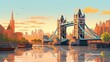 Background London. Engaging banner design featuring iconic landmarks of London in a captivating illustration. Generative AI.