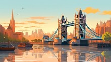 Background London. Engaging Banner Design Featuring Iconic Landmarks Of London In A Captivating Illustration. Generative AI.