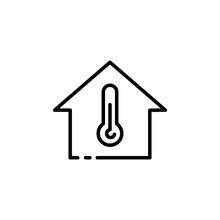 Temperature In The House. Line Icon, Black, Room Temperature. Vector Icon.