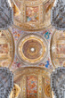NAPLES, ITALY - APRIL 20, 2023: The frescoes in the cupola and nave in church Basilica di Santa Maria degli Angeli a Pizzofalcone by Giovan Battista Beinaschi (1668 - 1675).	
