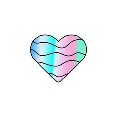 Wall Mural - Holographic rainbow vector heart isolated on white background. Trendy style gradient sticker Y2K, perfect for print, patch.