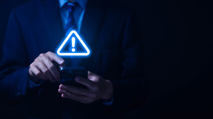 Wall Mural - warning triangle and exclamation sign icon caution of dangerous problems server error