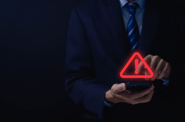 Wall Mural - warning triangle and exclamation sign icon caution of dangerous problems server error