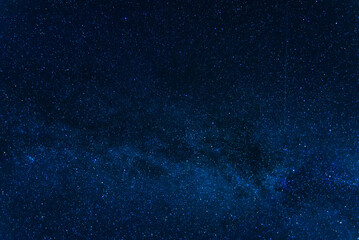 Wall Mural - blue starry night sky with the milky way and galaxies. Astrophotography with many stars and constellations