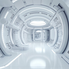 Poster - white futuristic background abstract. room of space city sci fi texture. generative ai with copy spa