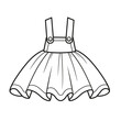 Skirt with bib and straps outline for coloring on a white background