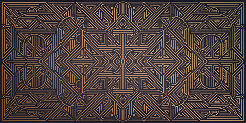 Vector abstract art deco luxury pattern, golden vintage artistic background with geometric shapes, archs and swirls. Linear retro ornament, gatsby card.
