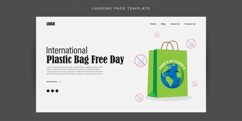 Vector illustration of International Plastic Bag Free Day Website landing page banner Template