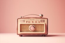 Vintage Old Radio Isolated On White. Generative AI