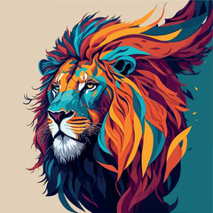 Wall Mural - Lion color art, Vector illustration, Animal illustration, vector graphics, pop art style