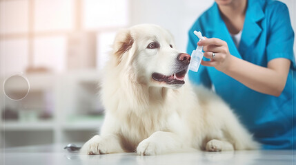 Medical Care for Furry Friends, Veterinarian Giving a Dog an Injection in the Clinic. Generative AI