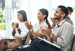 © Siphosethu Fanti/peopleimages.com - Support, businesspeople clapping audience and at meeting in a office at work. Group, achievement and happy team with applause for success or celebration in a conference in a boardroom at workplace