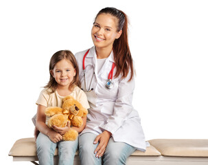 Poster - Young woman doctor with little girl