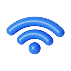 Poster - 3d Wi Fi Wireless Network Symbol. icon isolated on white background. 3d rendering illustration. Clipping path.
