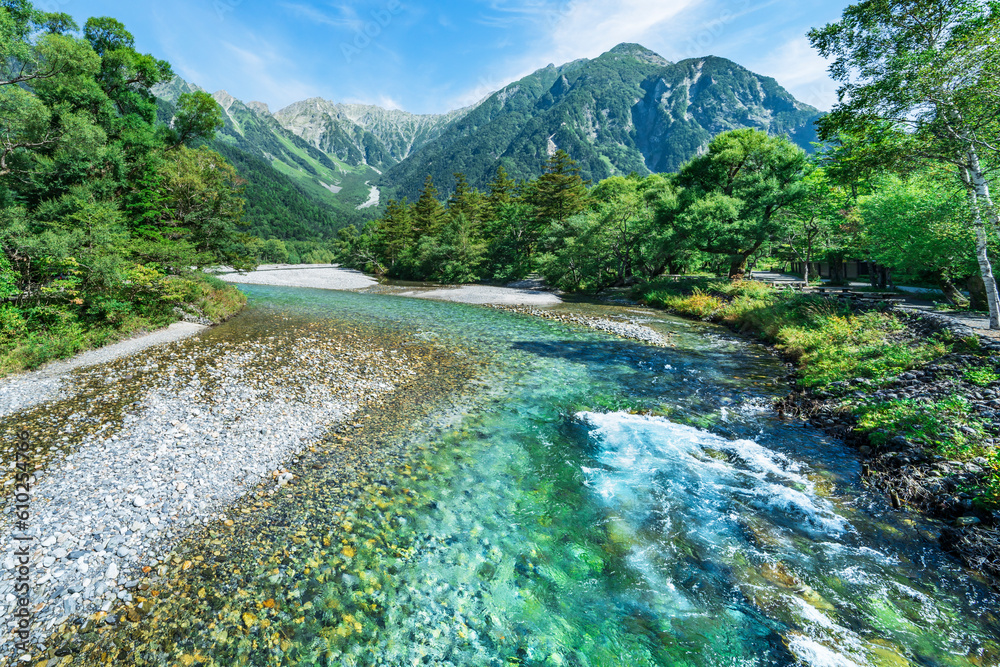 自然が美しい夏の上高地 穂高連峰と梓川【長野県・松本市】 Kamikochi
