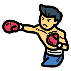 Wall Mural - boxing filled outline icon style