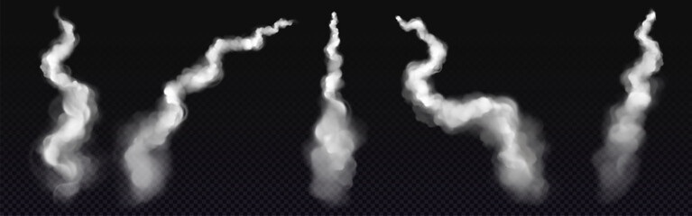 Wall Mural - realistic set of plane condensation trails isolated on transparent background. vector illustration o