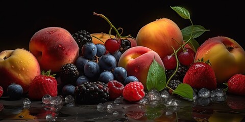 Wall Mural - Refreshing and delicious summer fruits, generative ai