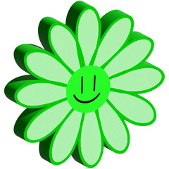 Canvas Print - 3D Green groovy flower with smile