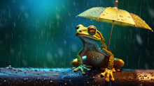 The Frog Wears An Umbrella When It Rains With Generative AI.
