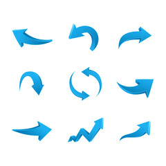 Poster - set of 3d blue arrow elements