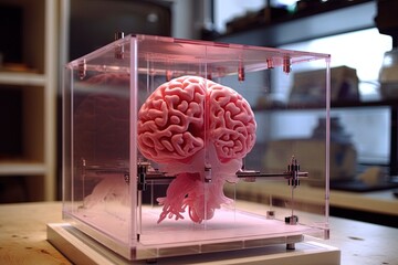 Wall Mural - 3d printer printing human brain illustration generative ai