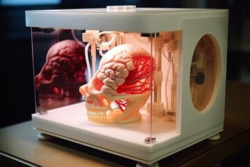 Wall Mural - 3d printer printing human brain illustration generative ai