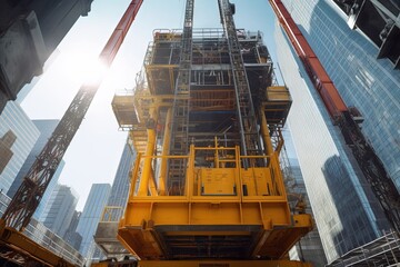 Wall Mural - Giant 3d printer building a skyscraper in new york city illustration generative ai