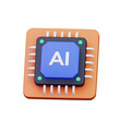 AI computer chip processor for artificial intelligence digital brain concept 3d icon illustration design