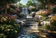 Summer Garden Treasures: Floral Beauty, Serene Landscapes, And Lush Greenery Await In Your Backyard Oasis Plant Nature Vegetables Outdoors Grill, Red Roses, Orchid, Peony, Florist, Grass Generative AI