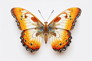 Poster - colorful tropical butterfly isolated on white background. Generated by AI.
